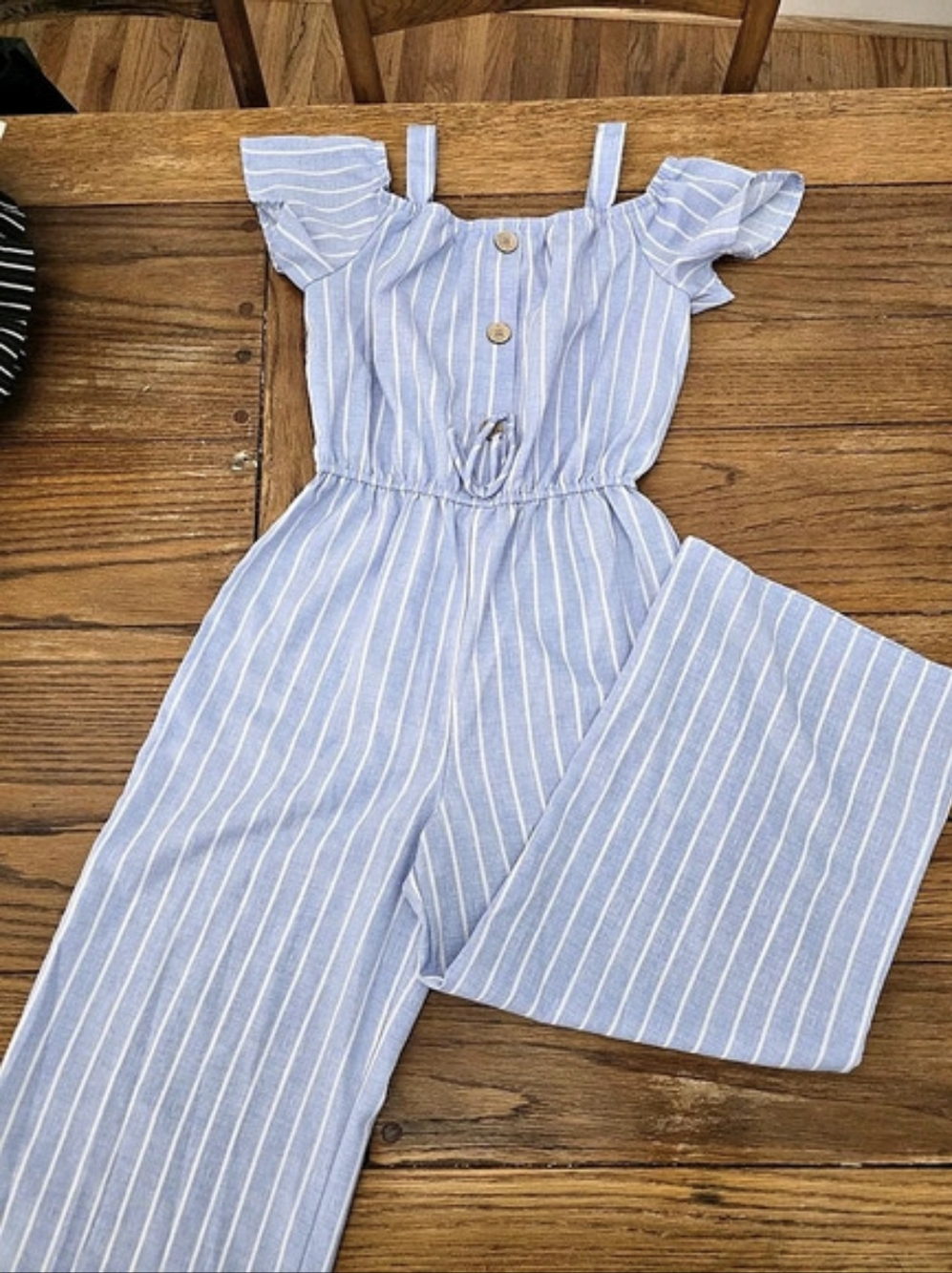 Lily Bleu Striped Romper in Blue & White Like New